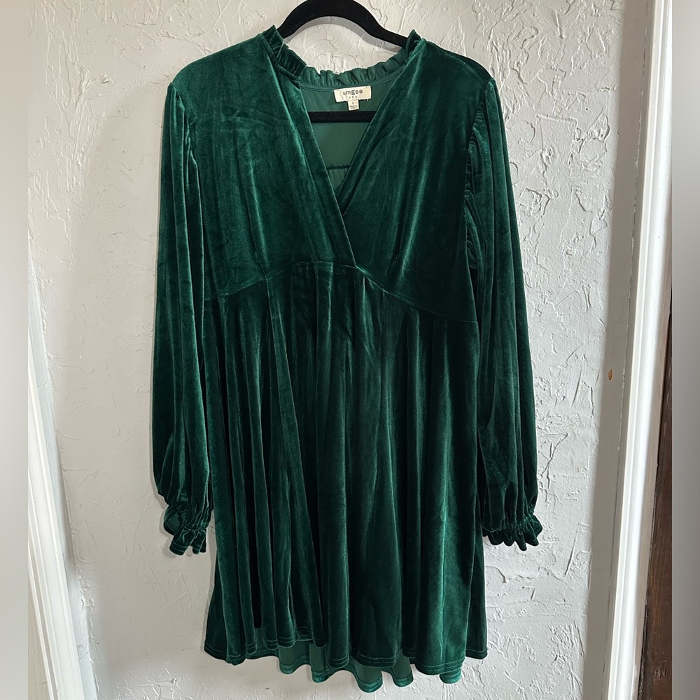 Umgee green velvet dress